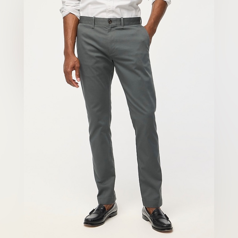 J.CREW FACTORY SLIM-FIT CHINO PANTS - GRAY SIZE 33 WAIST 30 LENGTH (PREOWNED)